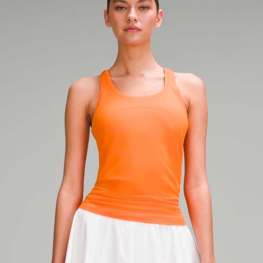 lululemon athletica Orange Fitted Sleeveless Tank Top with Crew Neck
